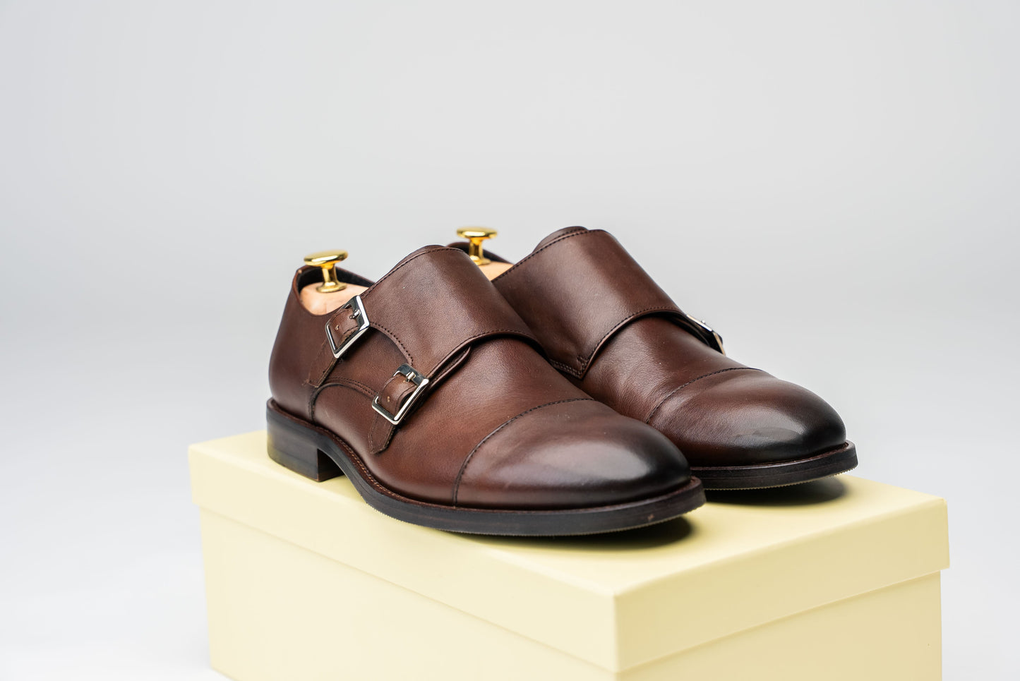 Monkstrap skor, brun