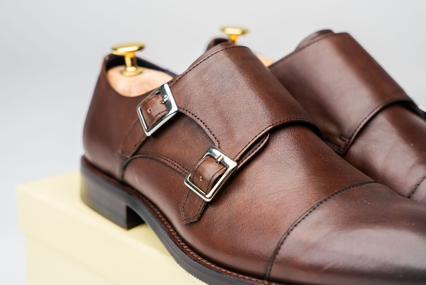 Monkstrap skor, brun