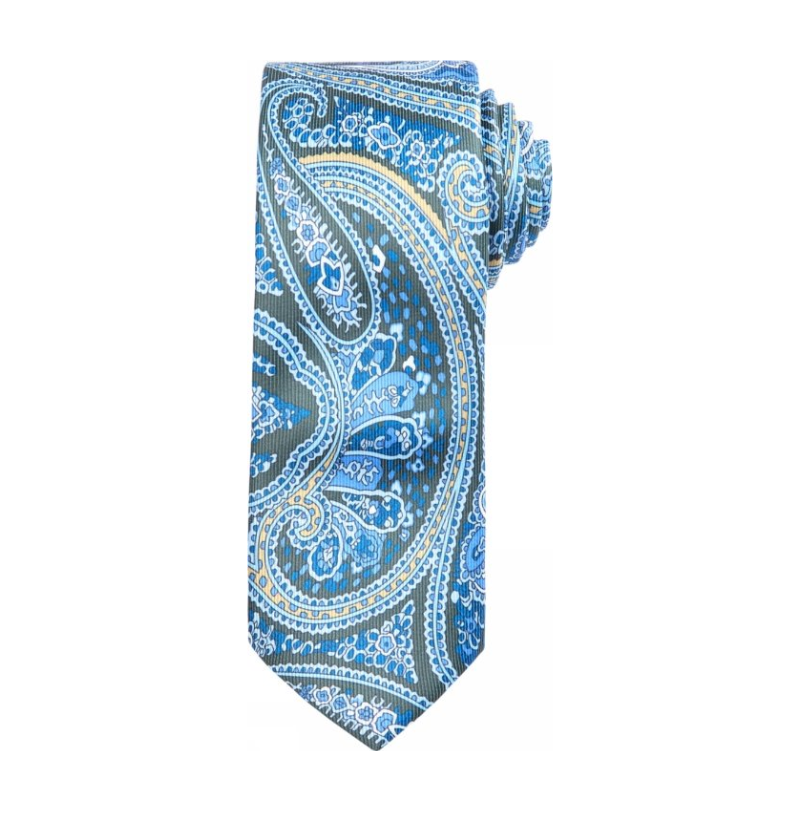 Slips, ljusblå paisley