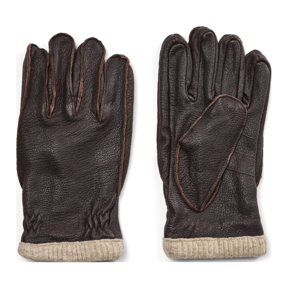 Läderhandskar, mörkbruna