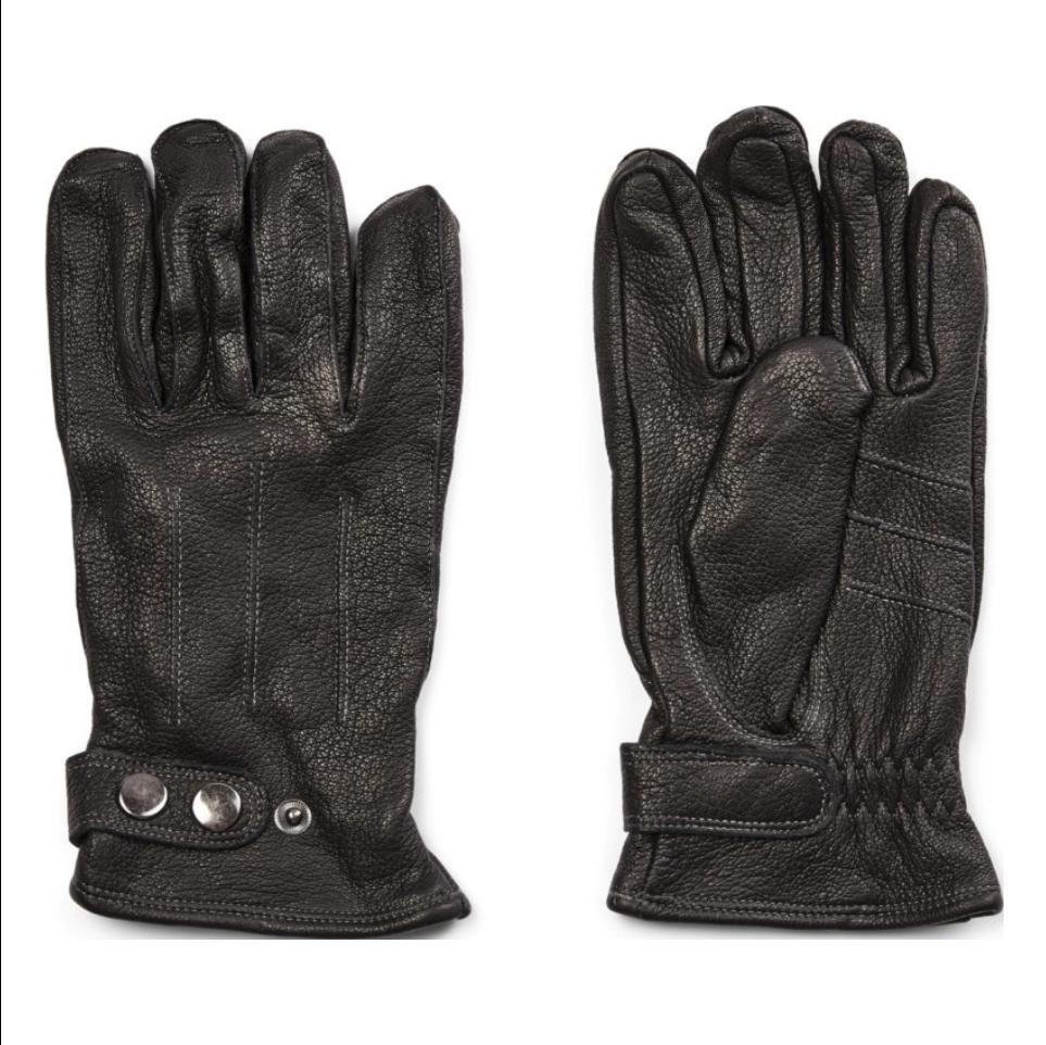 Skinnhandskar med knappstängning, svarta