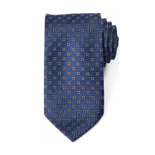 Slips, extra längd, blå med rutor